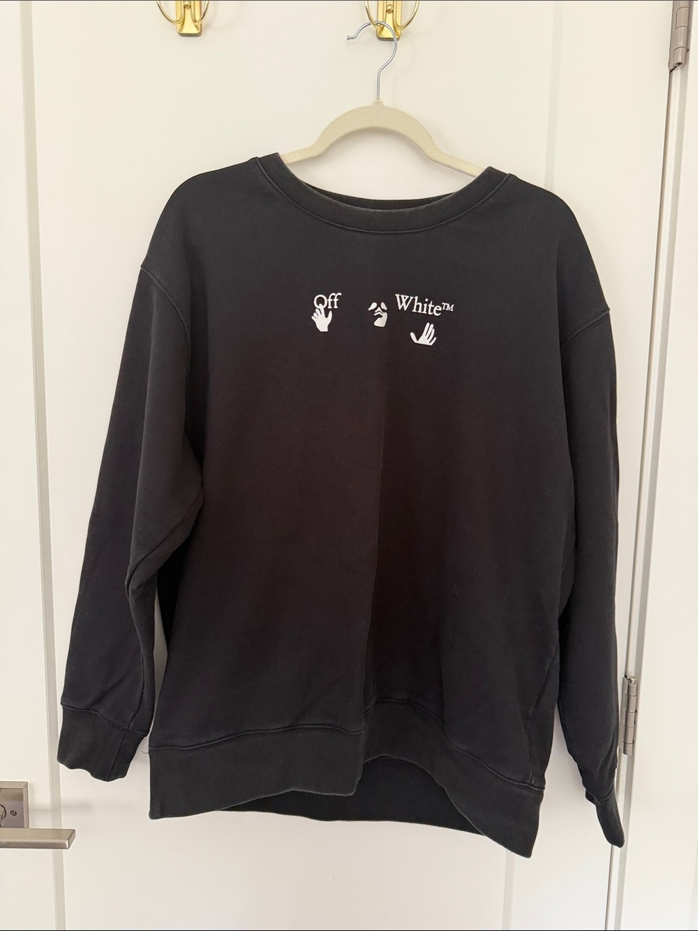 Off-White Black Crewneck Sweatshirt melting arrow 100% cotton